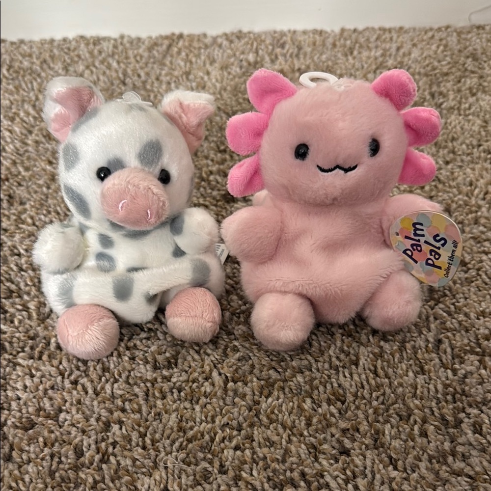Claire's Palm Pals Pink and Gray Stuffed Animals